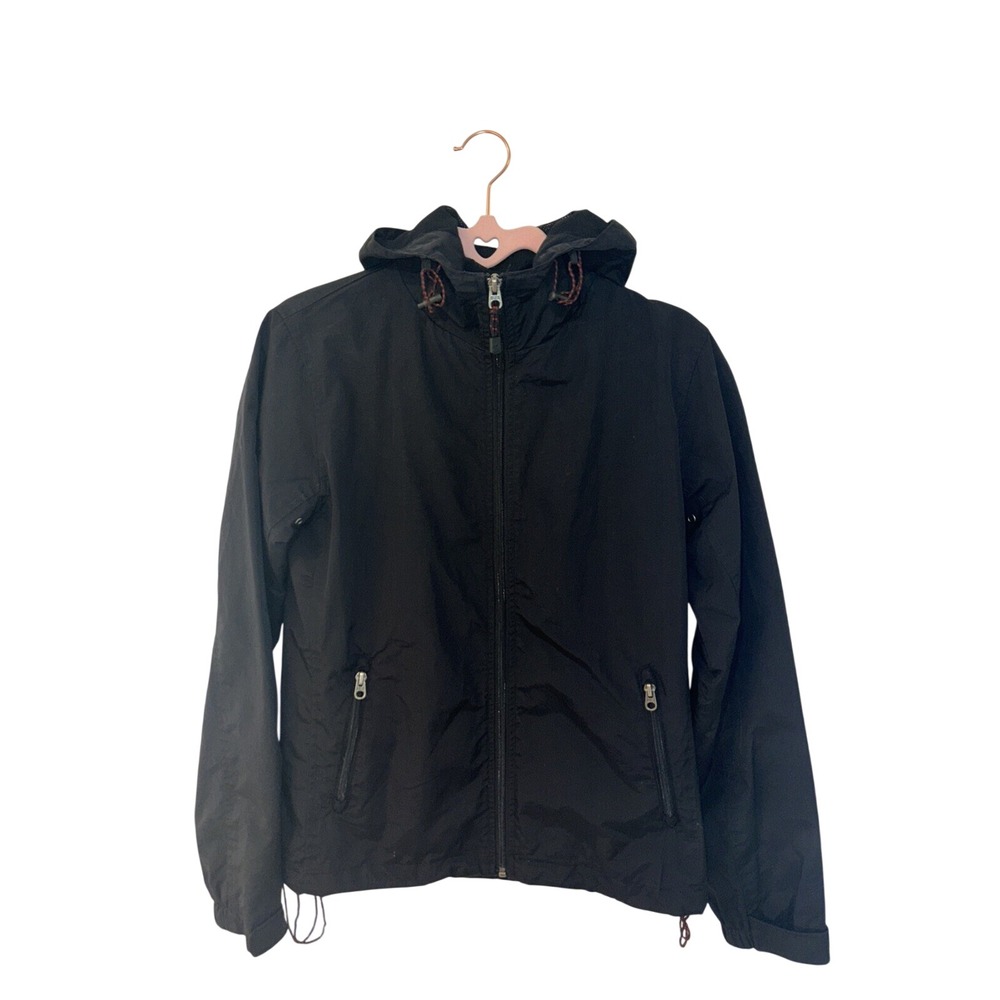 Spyder Mens Black Full Zip Hooded Windbreaker Jacket Mesh Lined Lightweight S